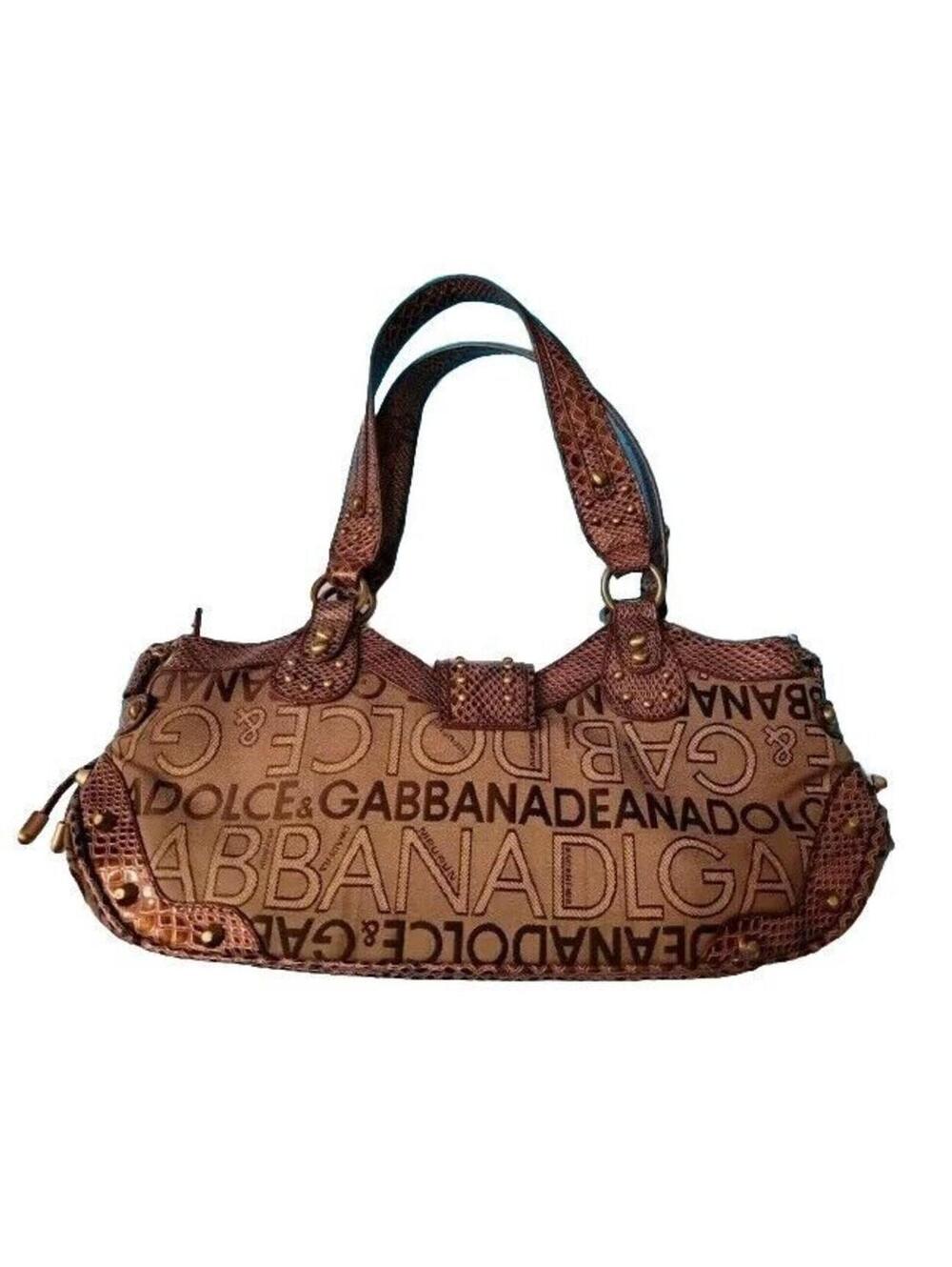 Dolce & Gabbana Vintage Brown Big Logo women's Western Shoulder Bag EUC - Picture 5 of 14